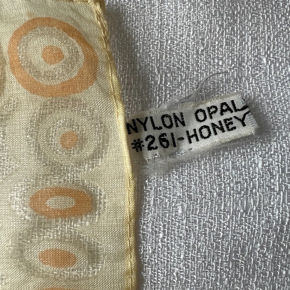 Vtg Rectangle Scarf Nylon Circles Yellow Orange See Thru 70s Ponytail - Picture 5 of 6